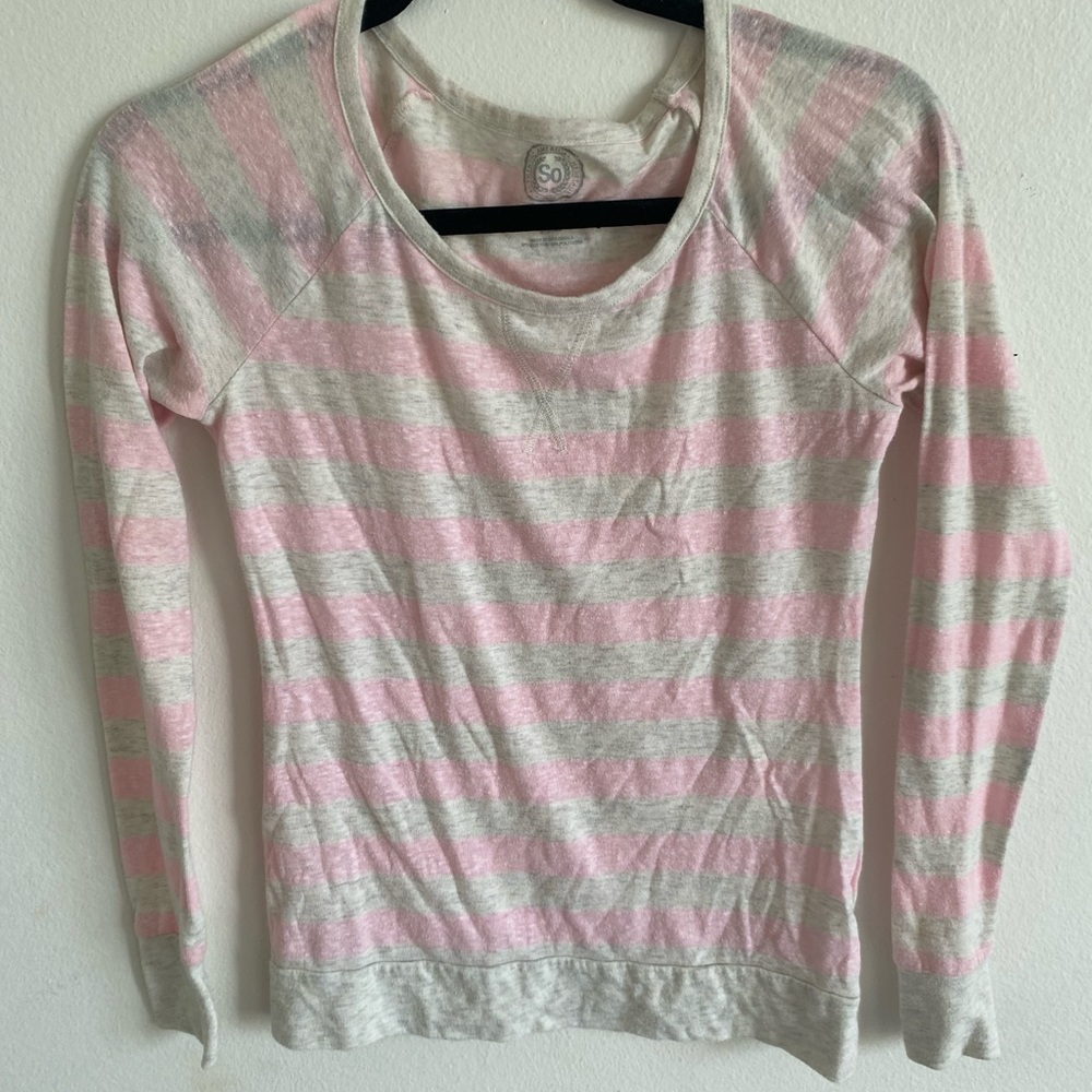 Small long sleeve pink and cream striped